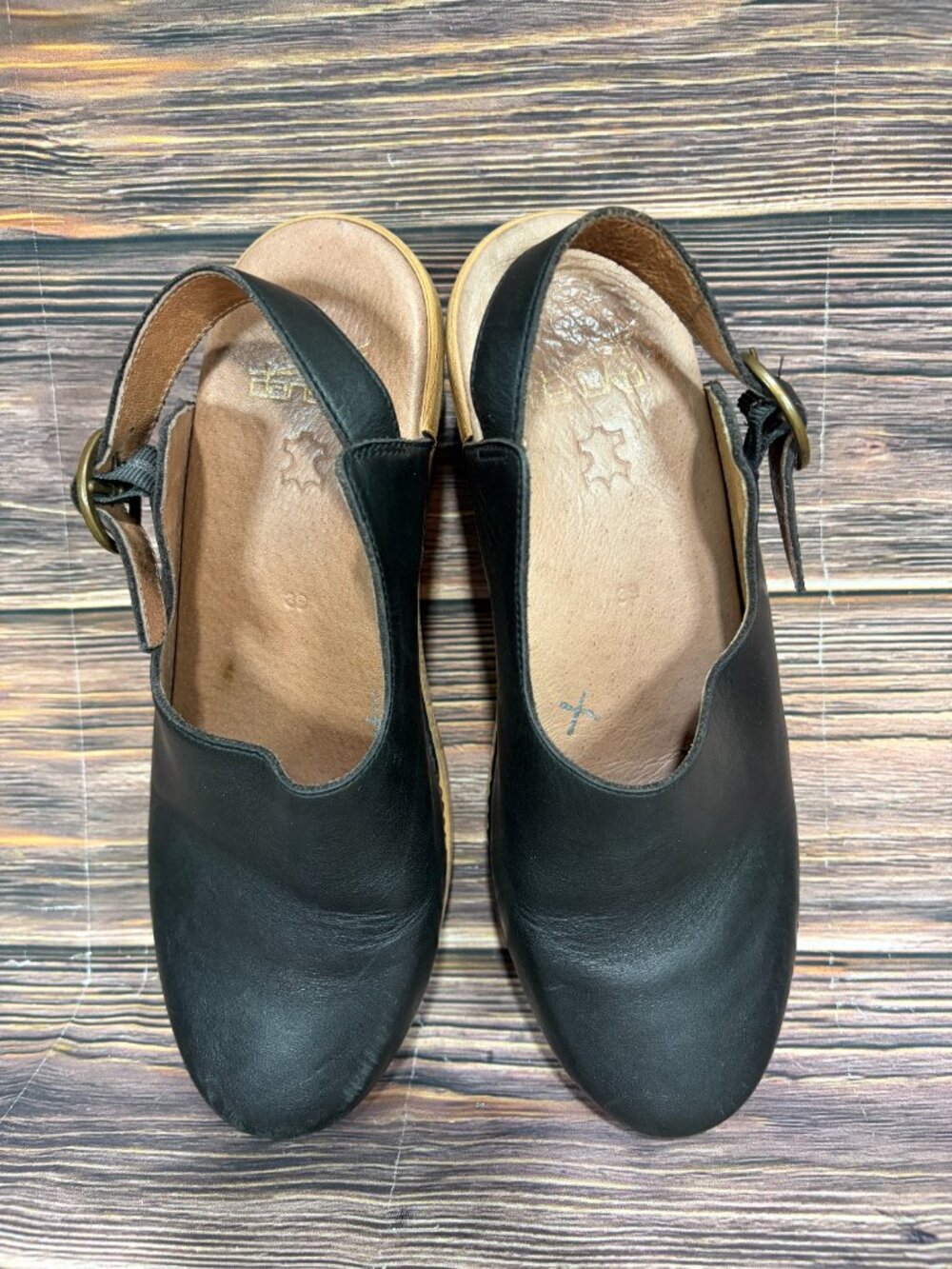Dansko Madison Women's Leather Clogs Slingback Black Block Heel Shoes 39 US 9 - Picture 7 of 9